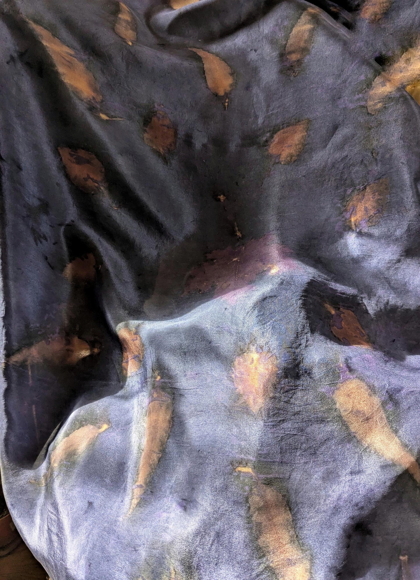 Eco-Printed Silk Scarf: Naturally Dyed Botanical Eucalyptus Shawl