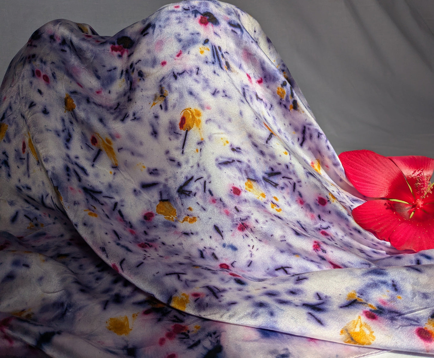 Natural silk scarf with mix of natural dyes