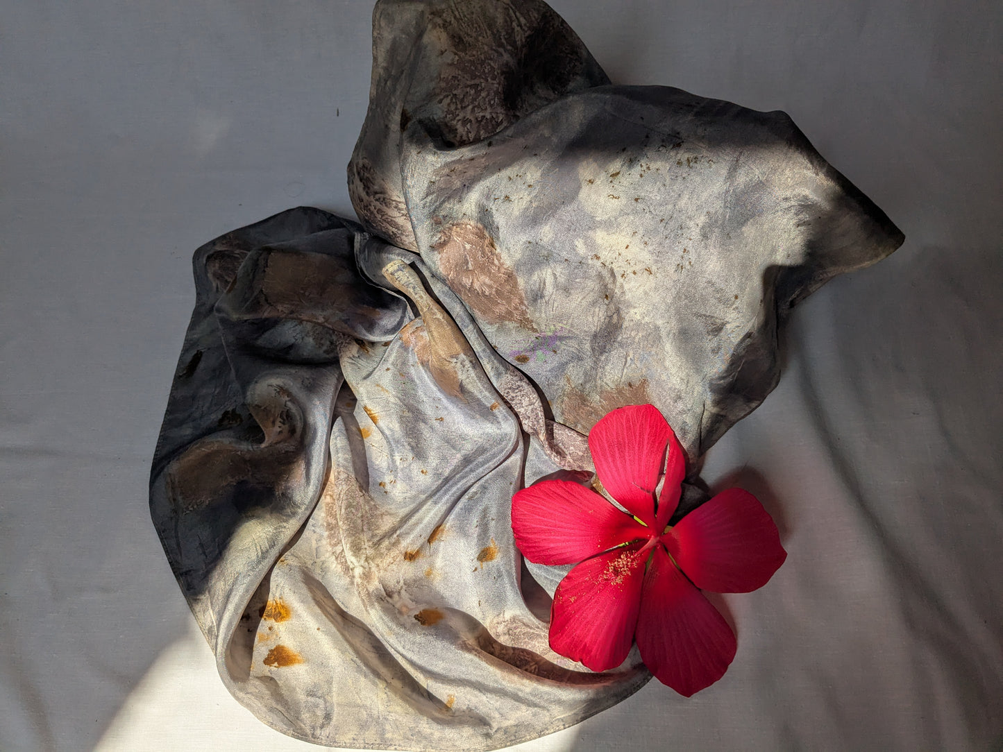 Logwood dyed purple natural silk scarf