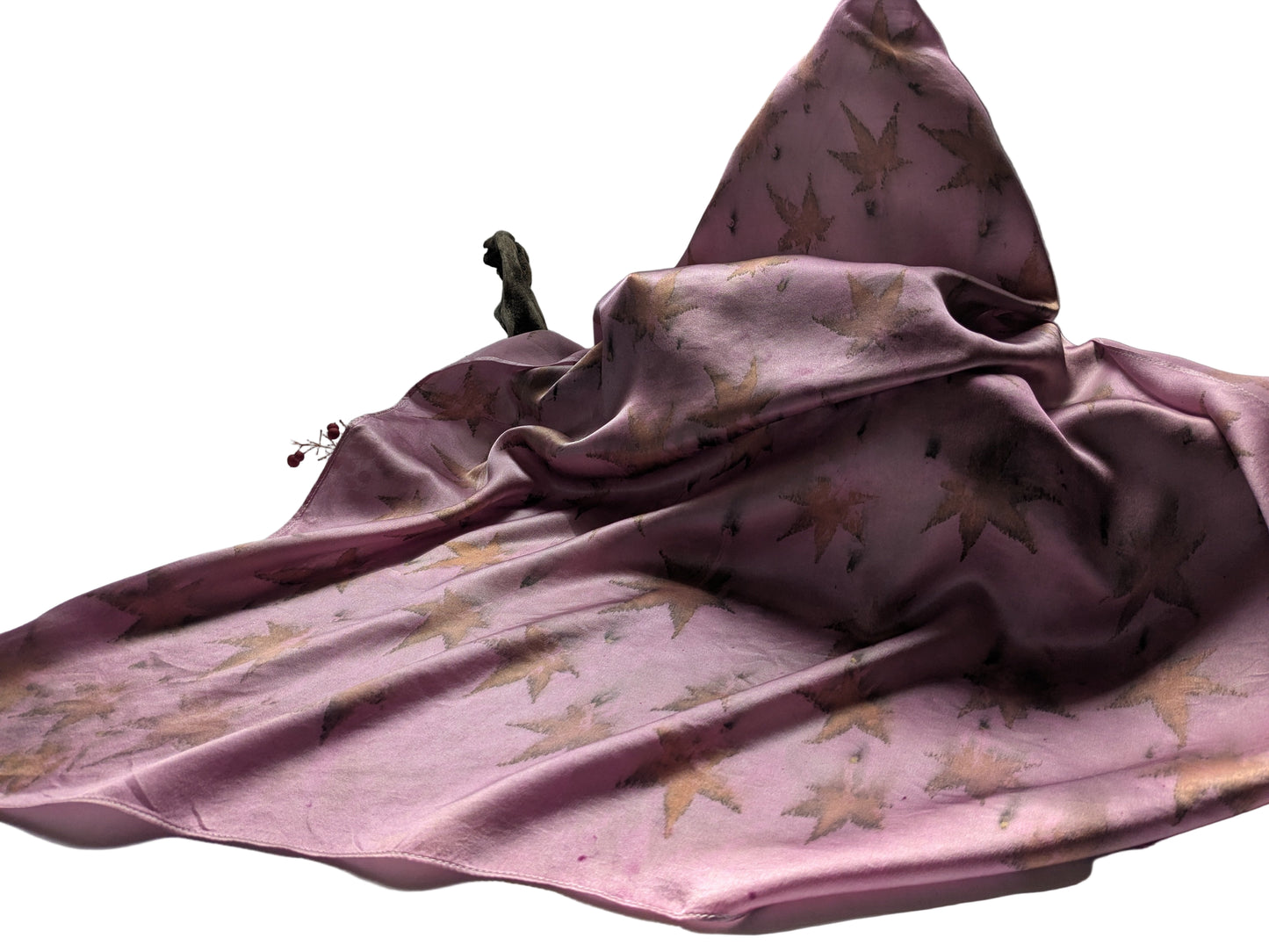 Maple leaves eco print natural silk scarf