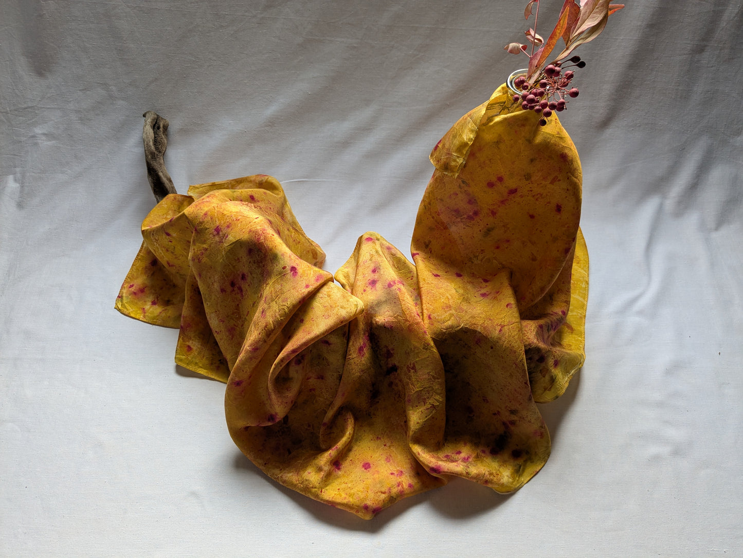 Rainbow silk scarf, dyed with natural dyes