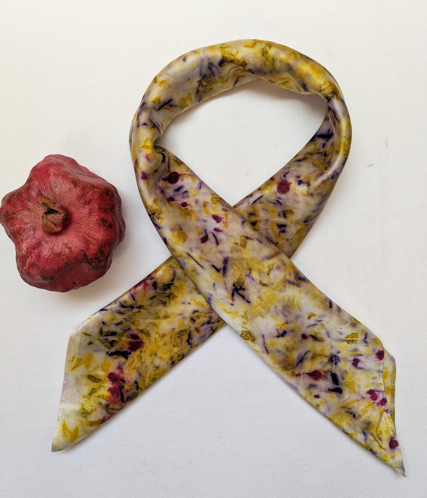 Hand-Dyed Silk Scarf: Botanical Eco-Print, Natural Dyes