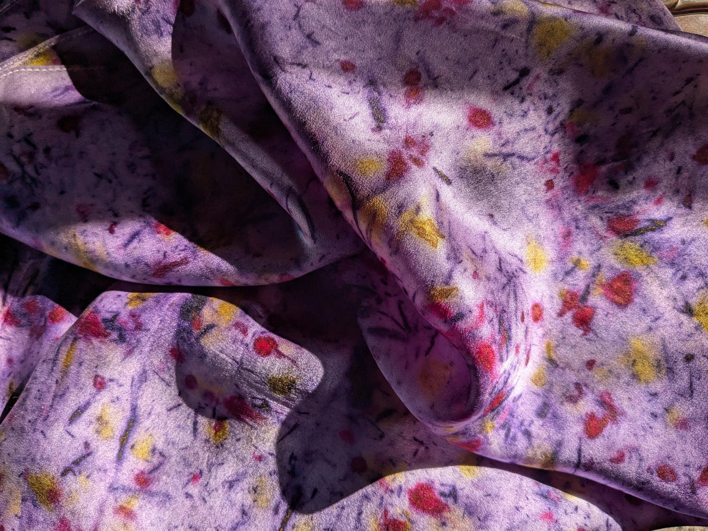 Handmade Organic Silk Scarf: Logwood Cochineal Marigold Botanical Dye