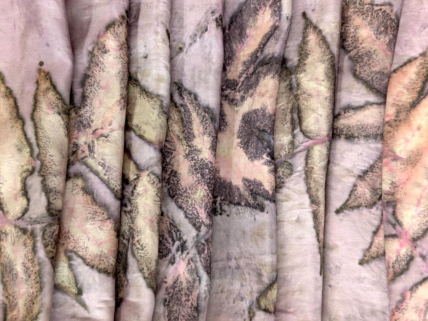 Eco-Printed Silk Scarf: Cochineal & Sumac Leaf Botanical Dye
