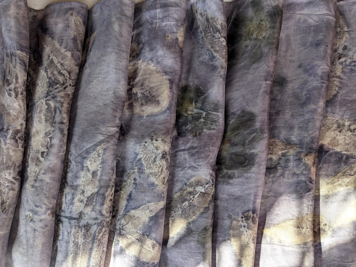 Eco print scarf, Hand-Dyed Silk Scarf – Logwood Bark, Sumac, Cosmos & Smokebush Natural Dye, Eco-Printed