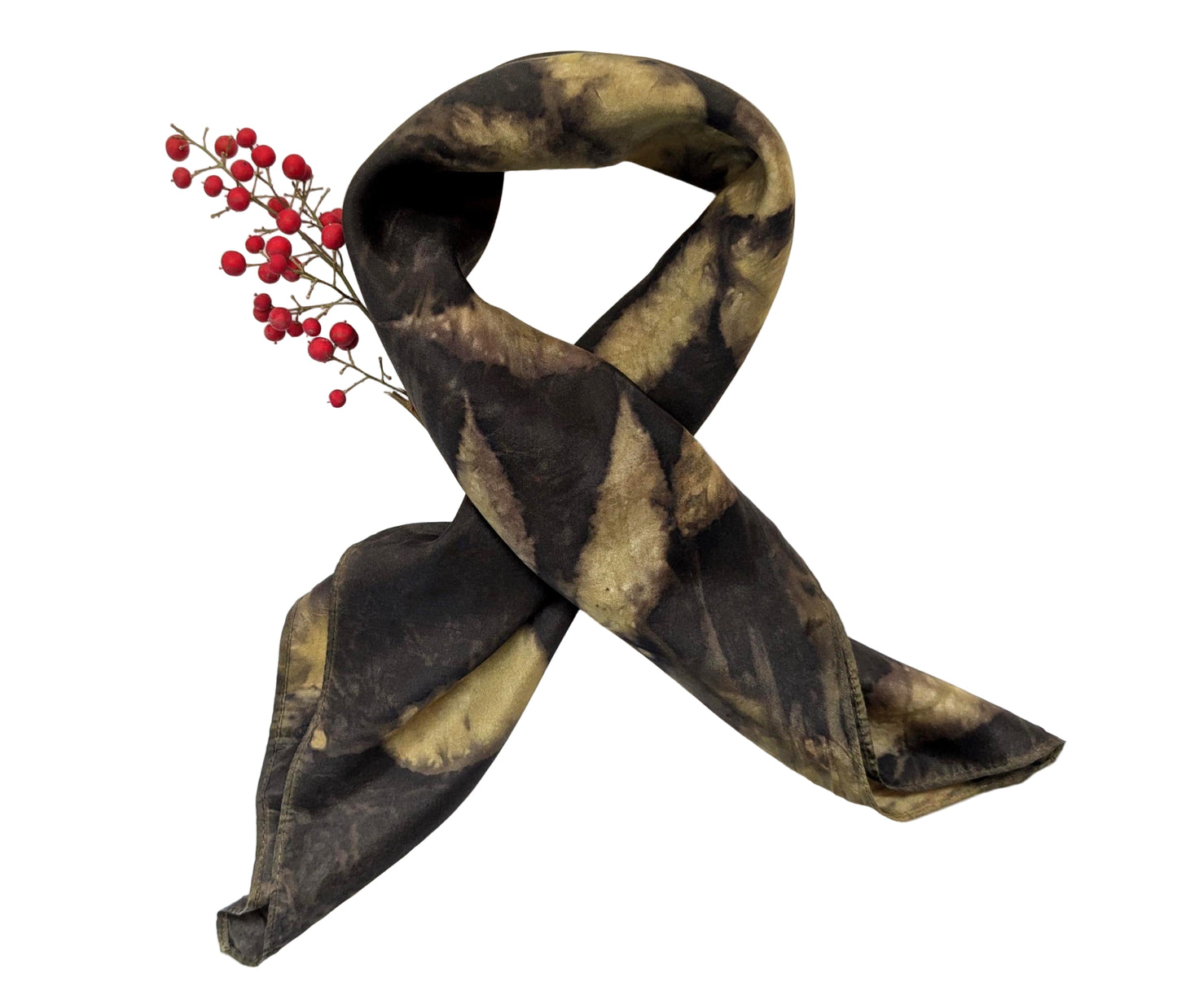 Eco Printed Silk Scarf: Hand Dyed Botanical Design, Made in Georgia