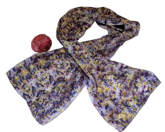 Hand-Dyed Silk Scarf: Logwood, Cochineal & Marigold Patterns