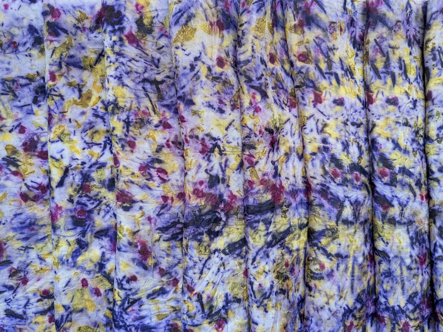 Hand-Dyed Silk Scarf: Logwood, Cochineal & Marigold Patterns