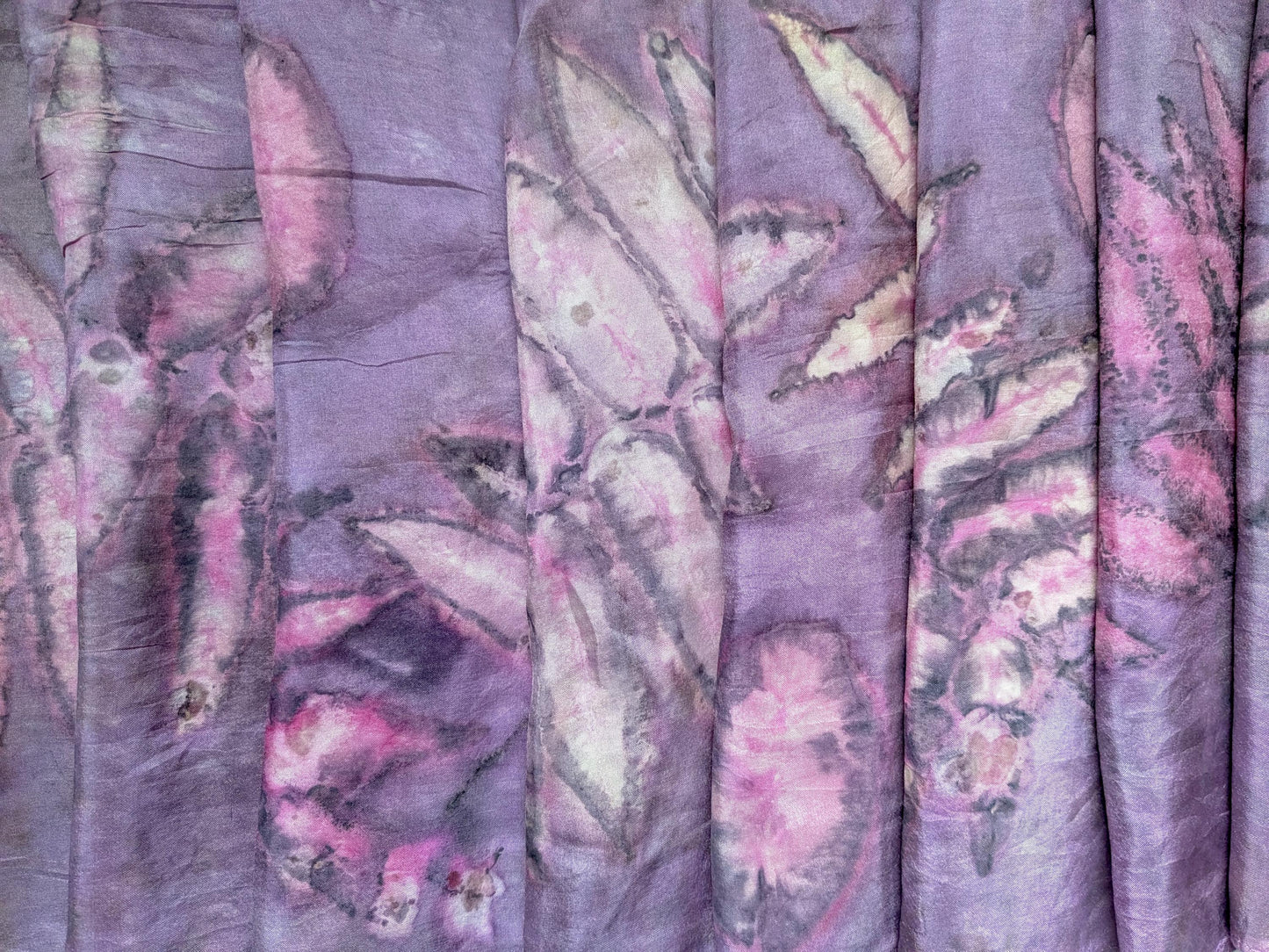 Hand-Dyed Silk Scarf: Cochineal, Sumac & Smokebush Botanical Print