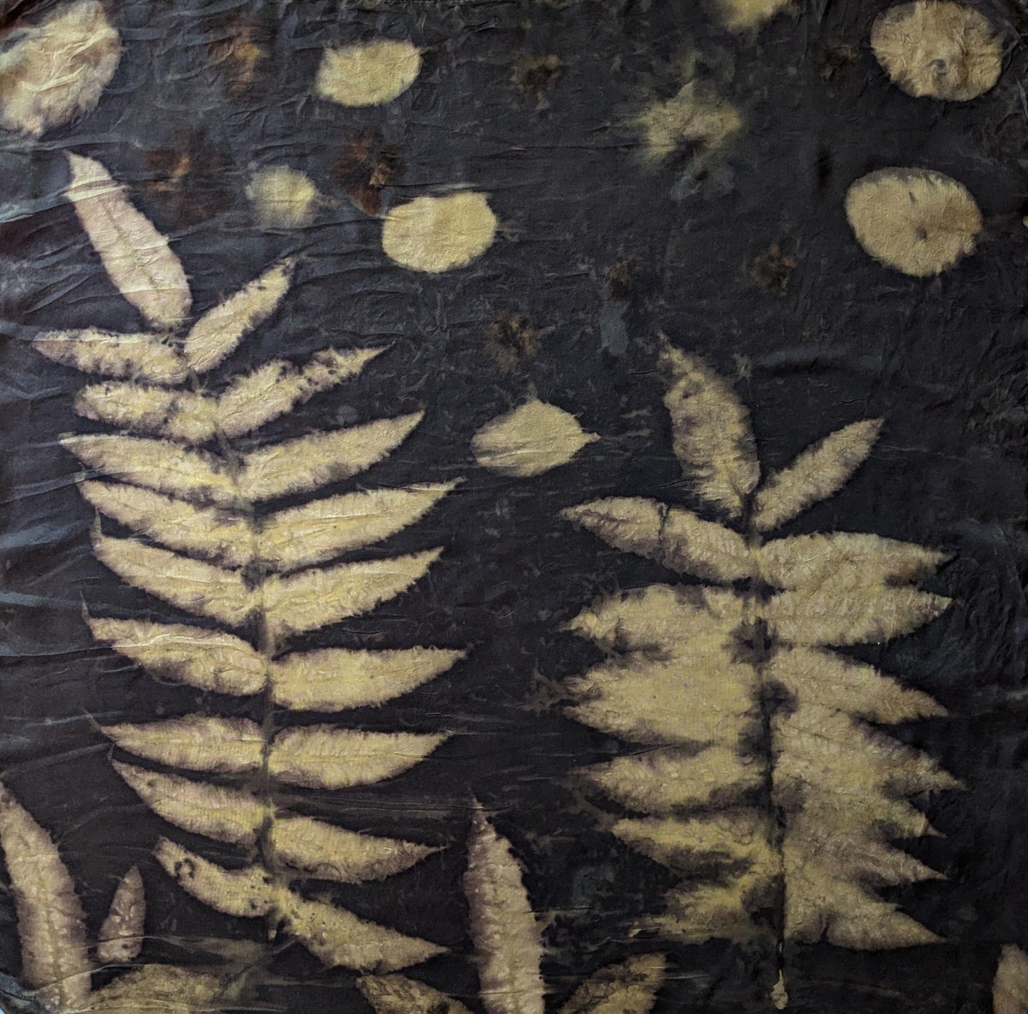 Eco Printed Silk Scarf: Hand Dyed Botanical Design, Made in Georgia