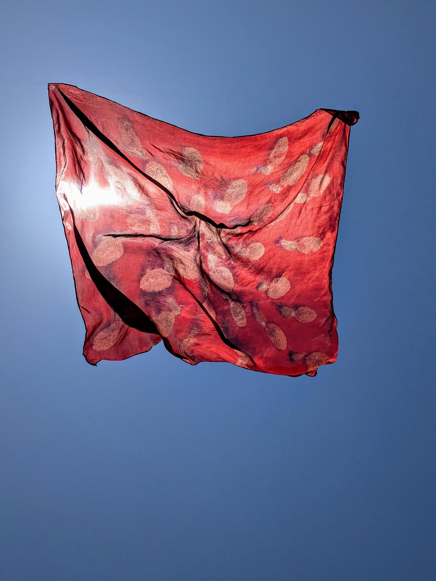 Eco Print Silk Scarf: Madder-Dyed Botanical Design, Handmade in Georgia