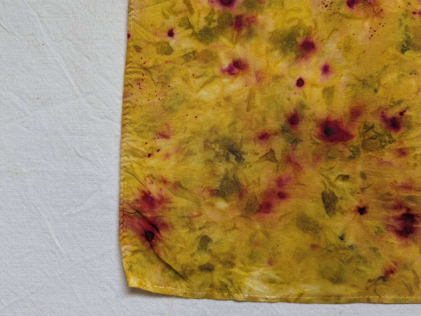 Rainbow colored silk scarf, dyed with natural dyes