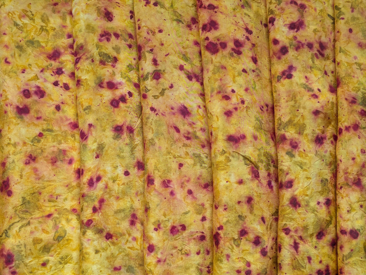 Rainbow colored silk scarf, dyed with natural dyes