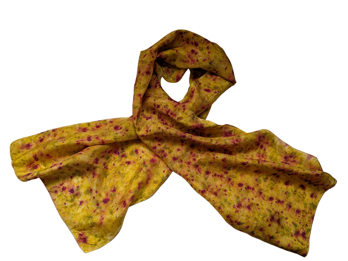 Rainbow colored silk scarf, dyed with natural dyes