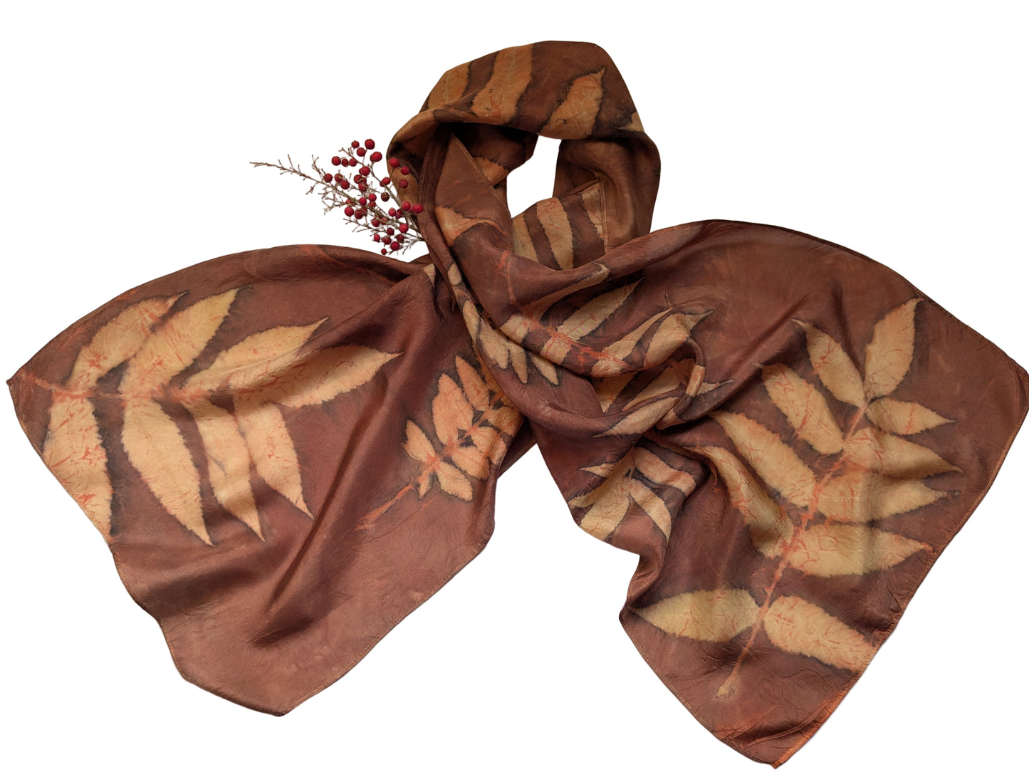 Rusty red colored natural silk scarf