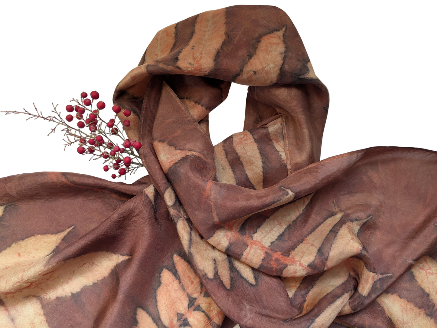Rusty red colored natural silk scarf