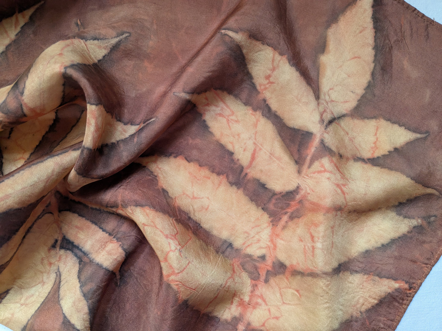 Rusty red colored natural silk scarf