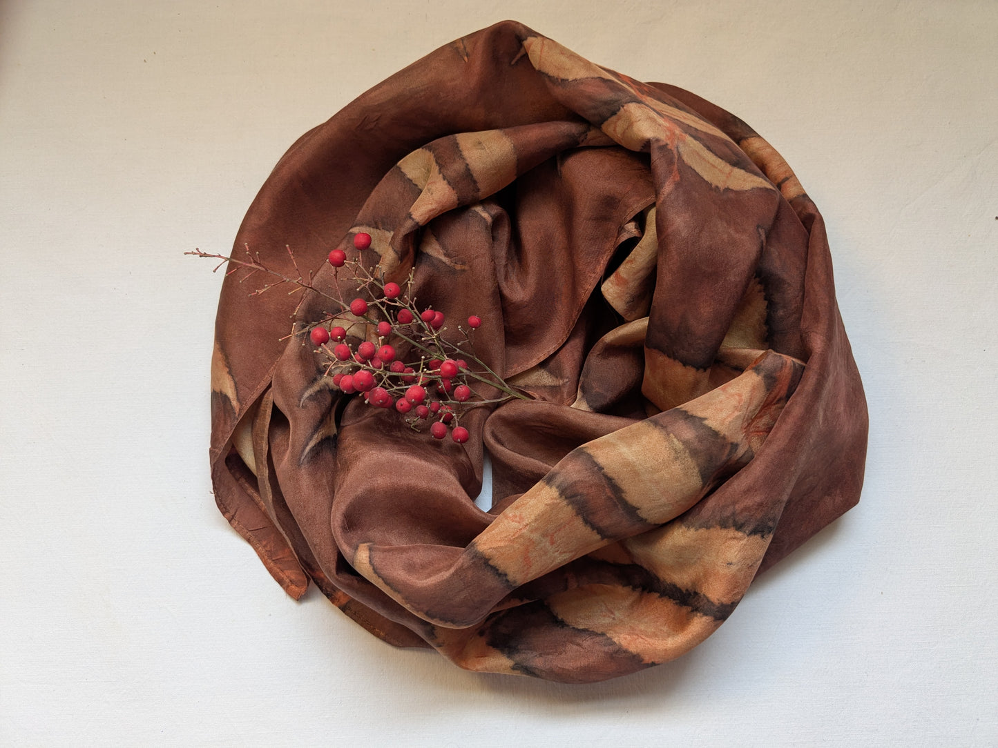 Rusty red colored natural silk scarf