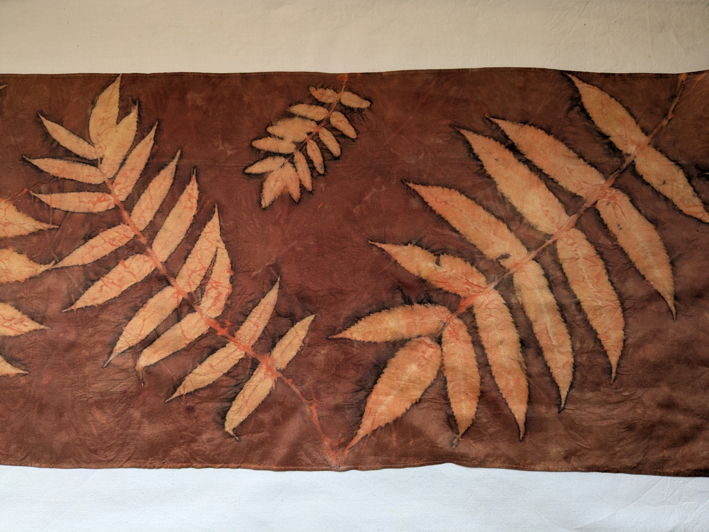 Rusty red colored natural silk scarf
