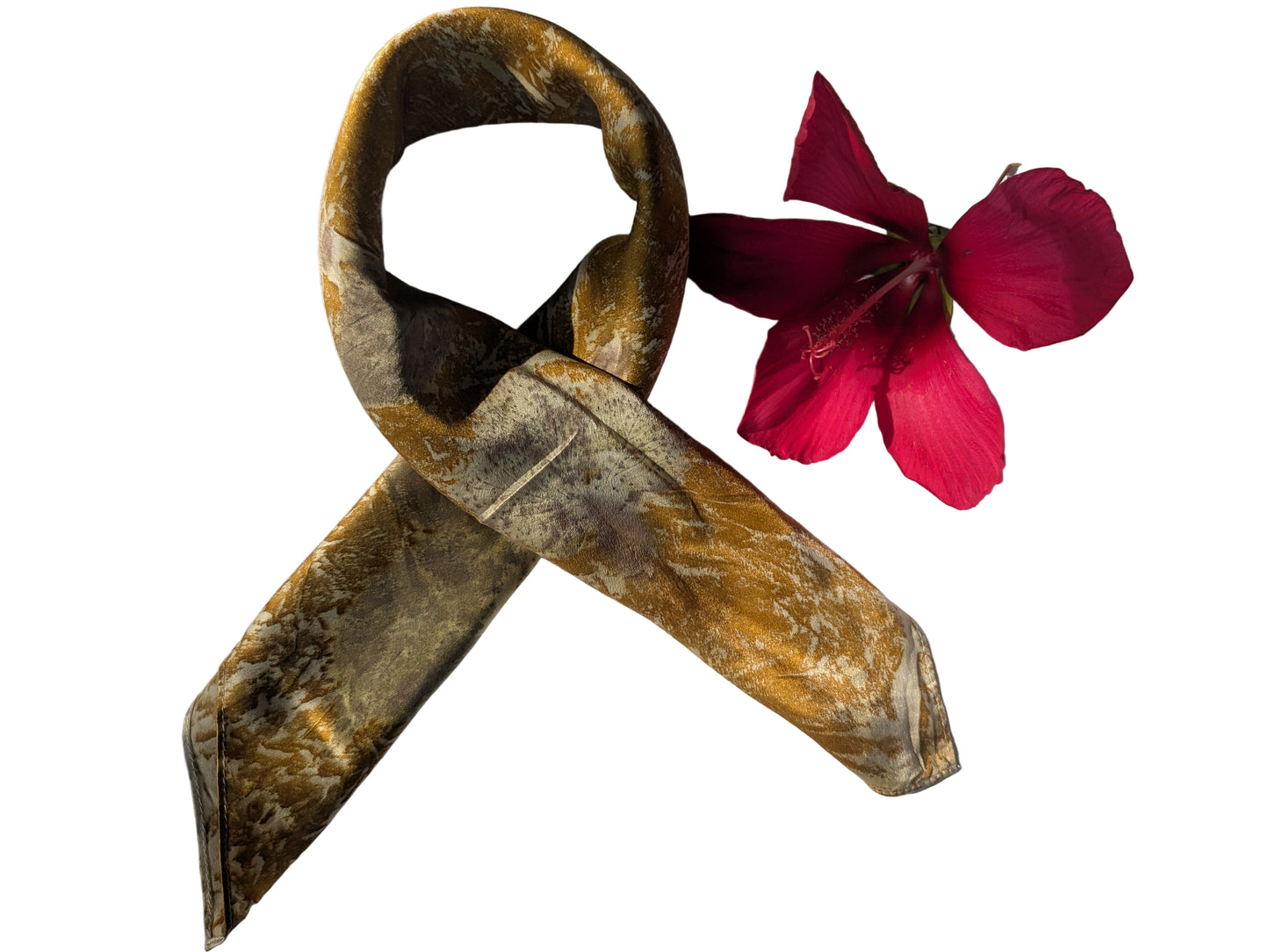 Blackberry leaves eco-printed natural silk scarf