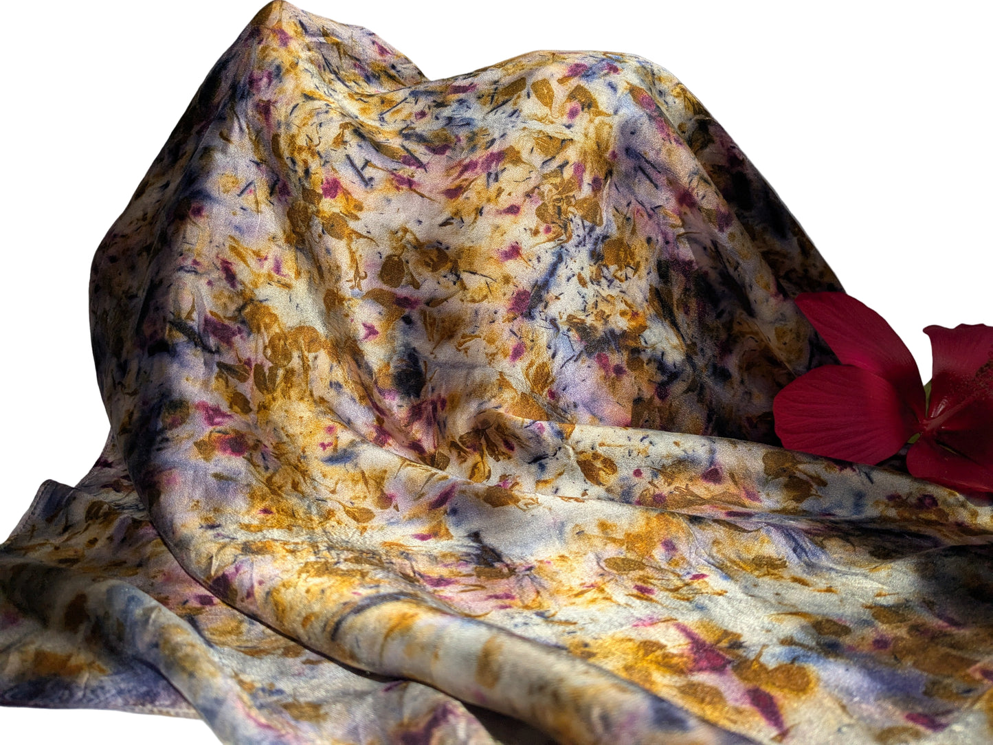 Natural silk scarf with purple hues