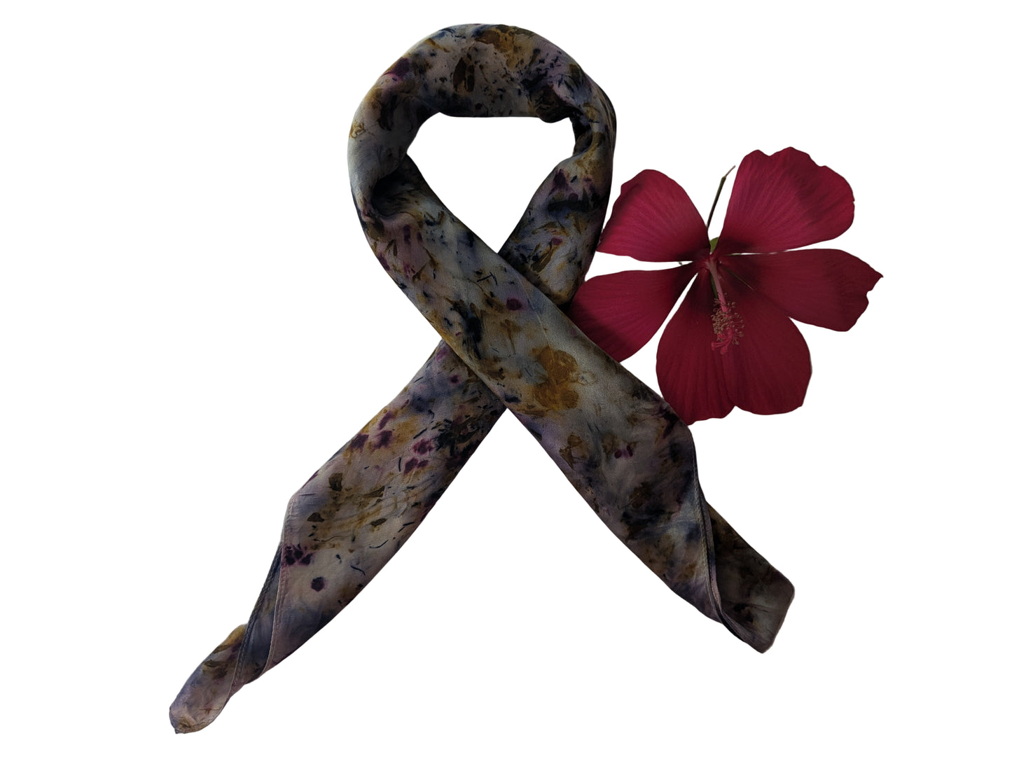 Natural silk scarf with purple hues