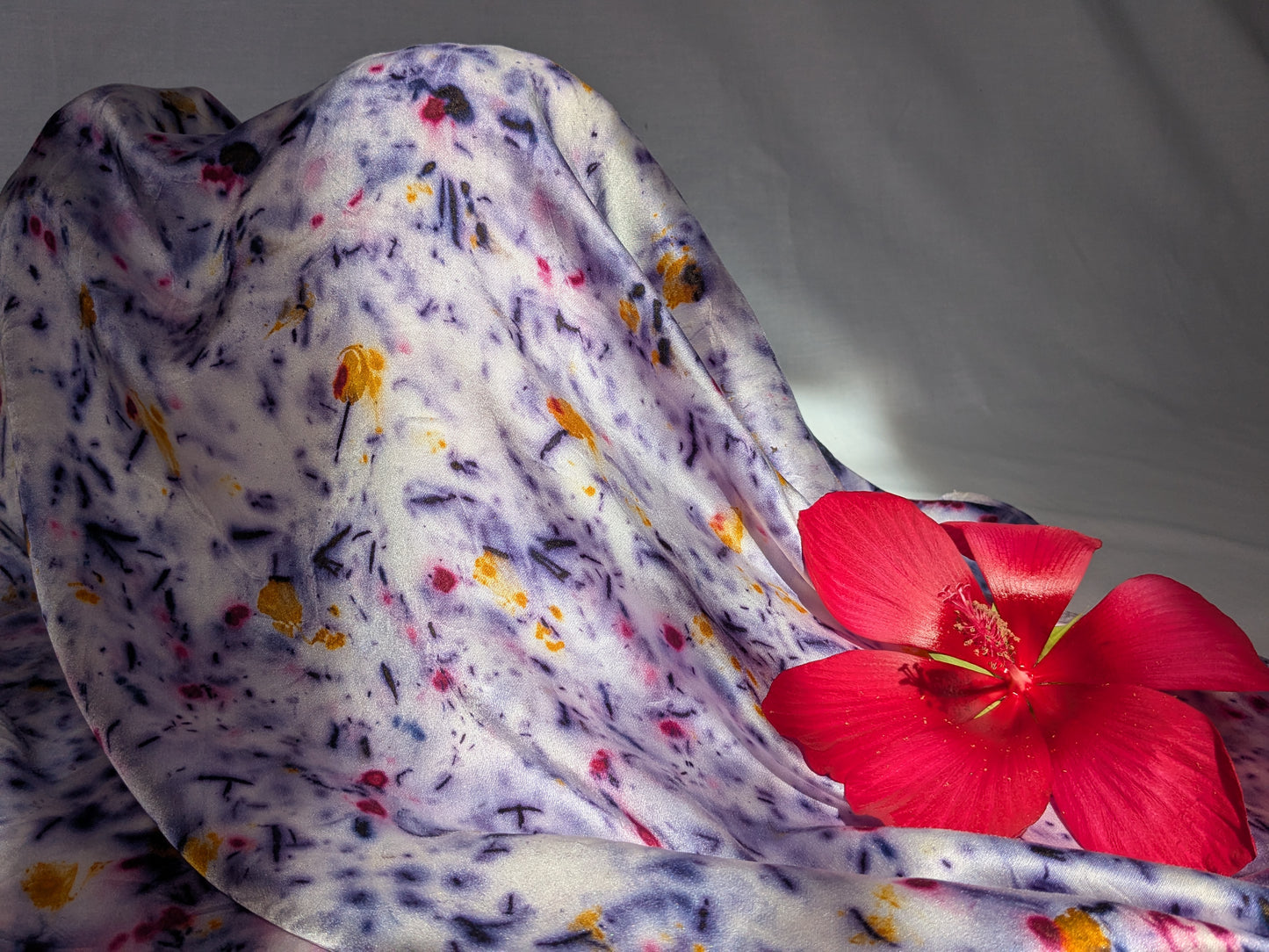 Natural silk scarf with mix of natural dyes