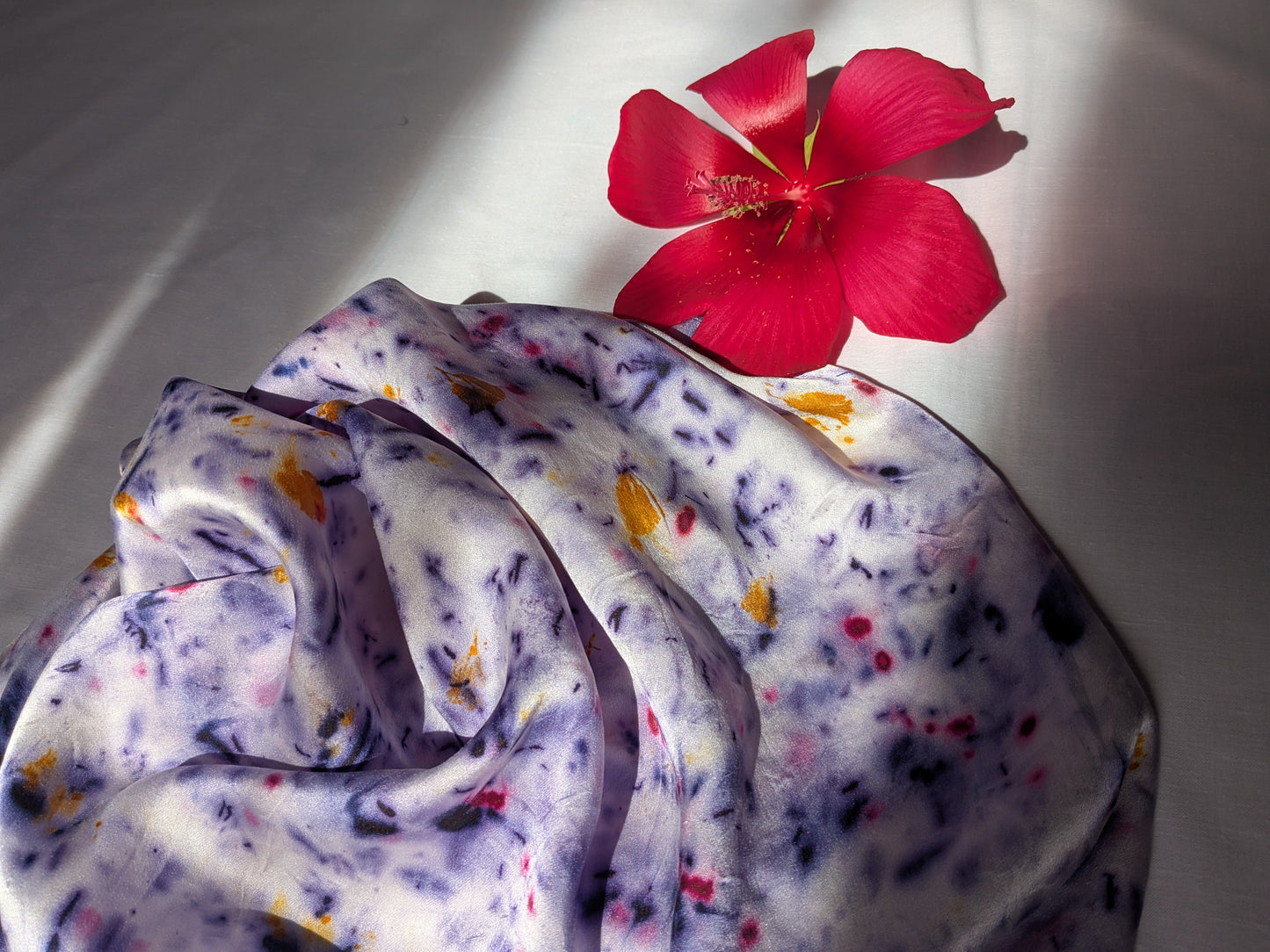 Natural silk scarf with mix of natural dyes