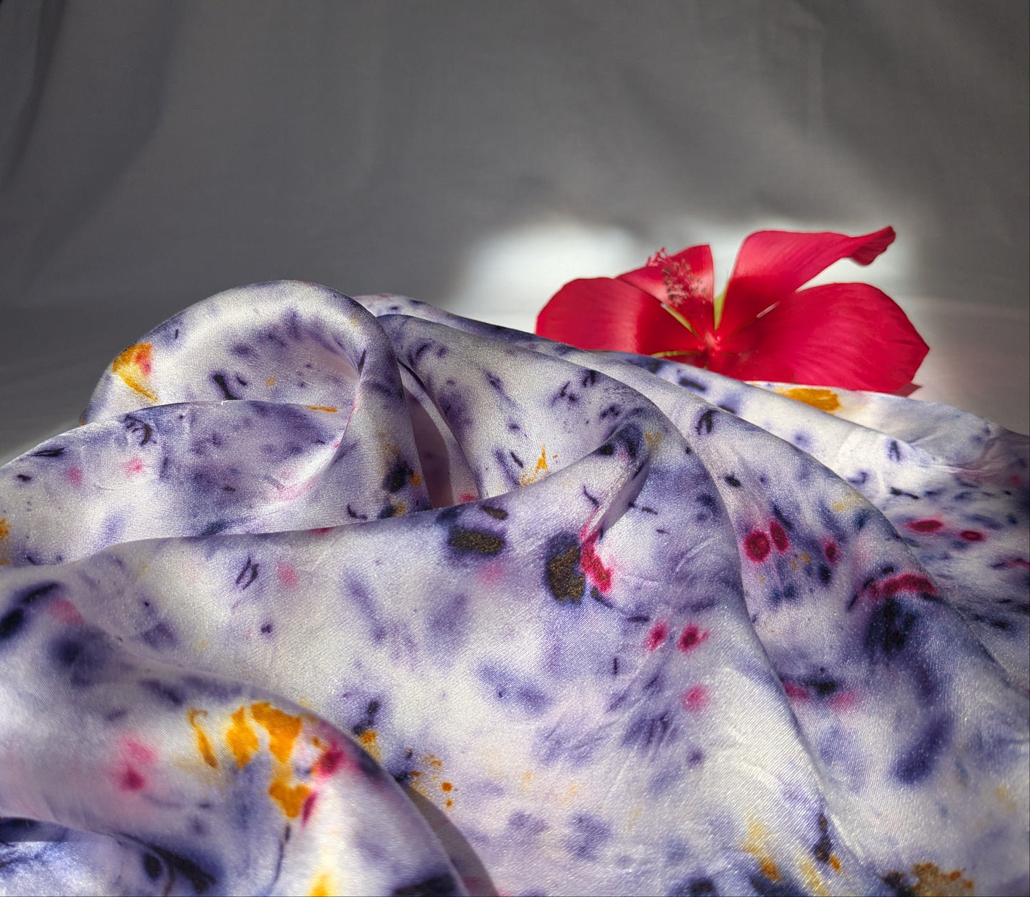 Natural silk scarf with mix of natural dyes