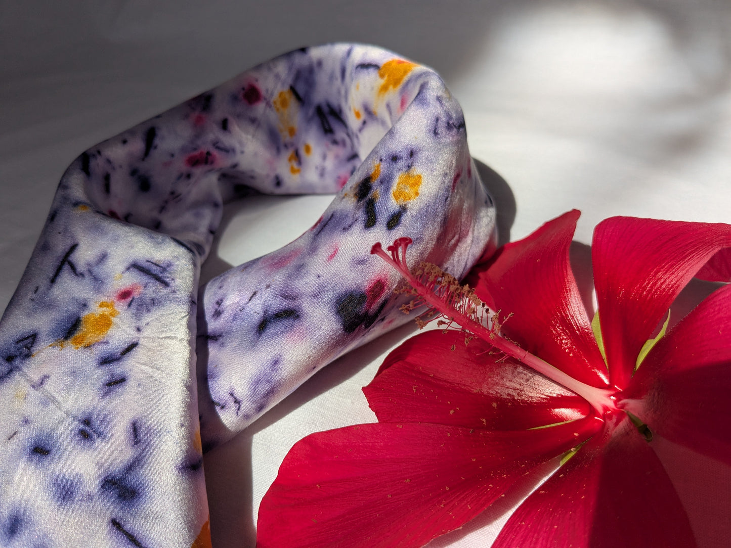 Natural silk scarf with mix of natural dyes