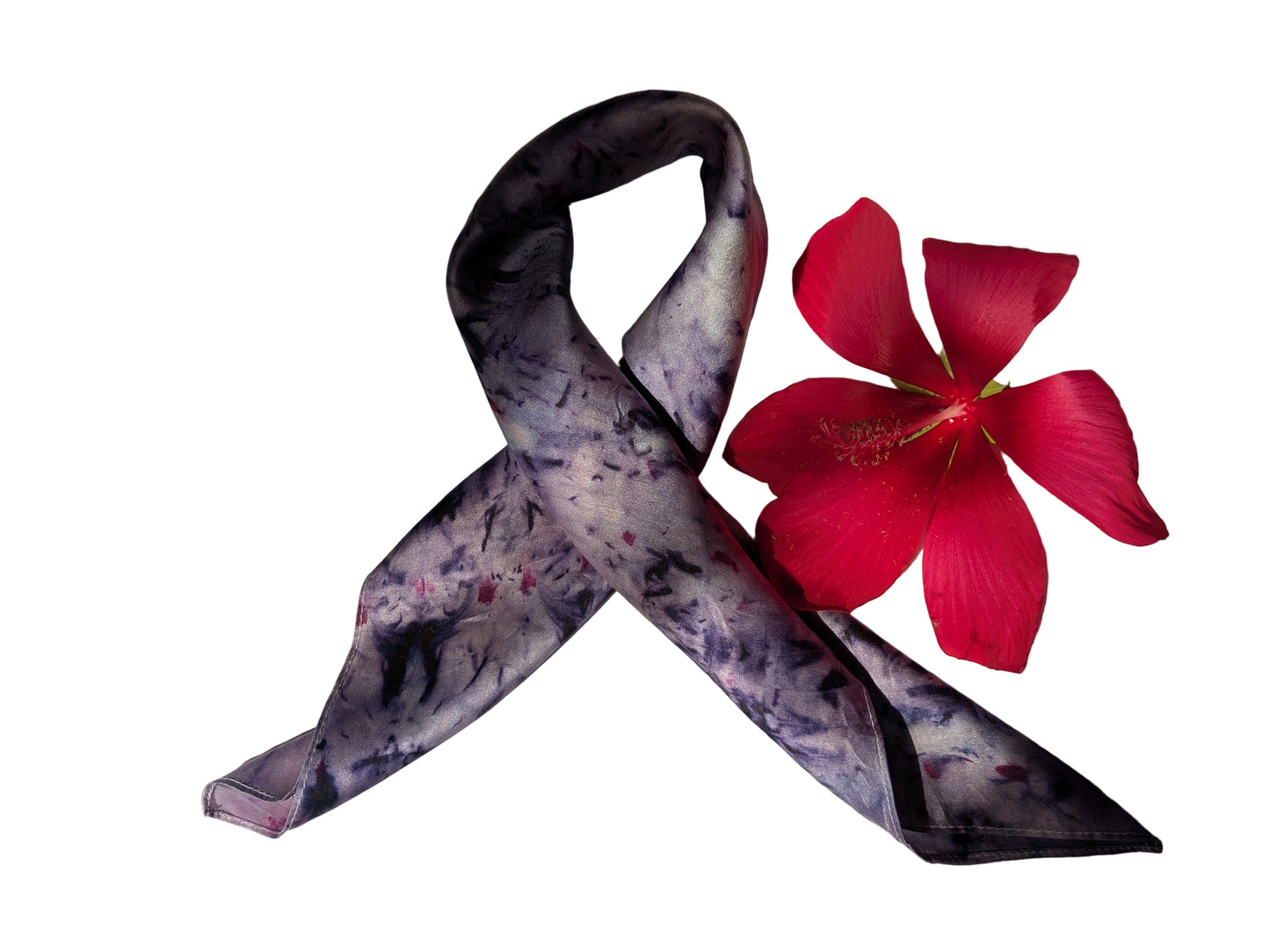 Botanical Eco Print Silk Scarf: Logwood & Marigold Dyed