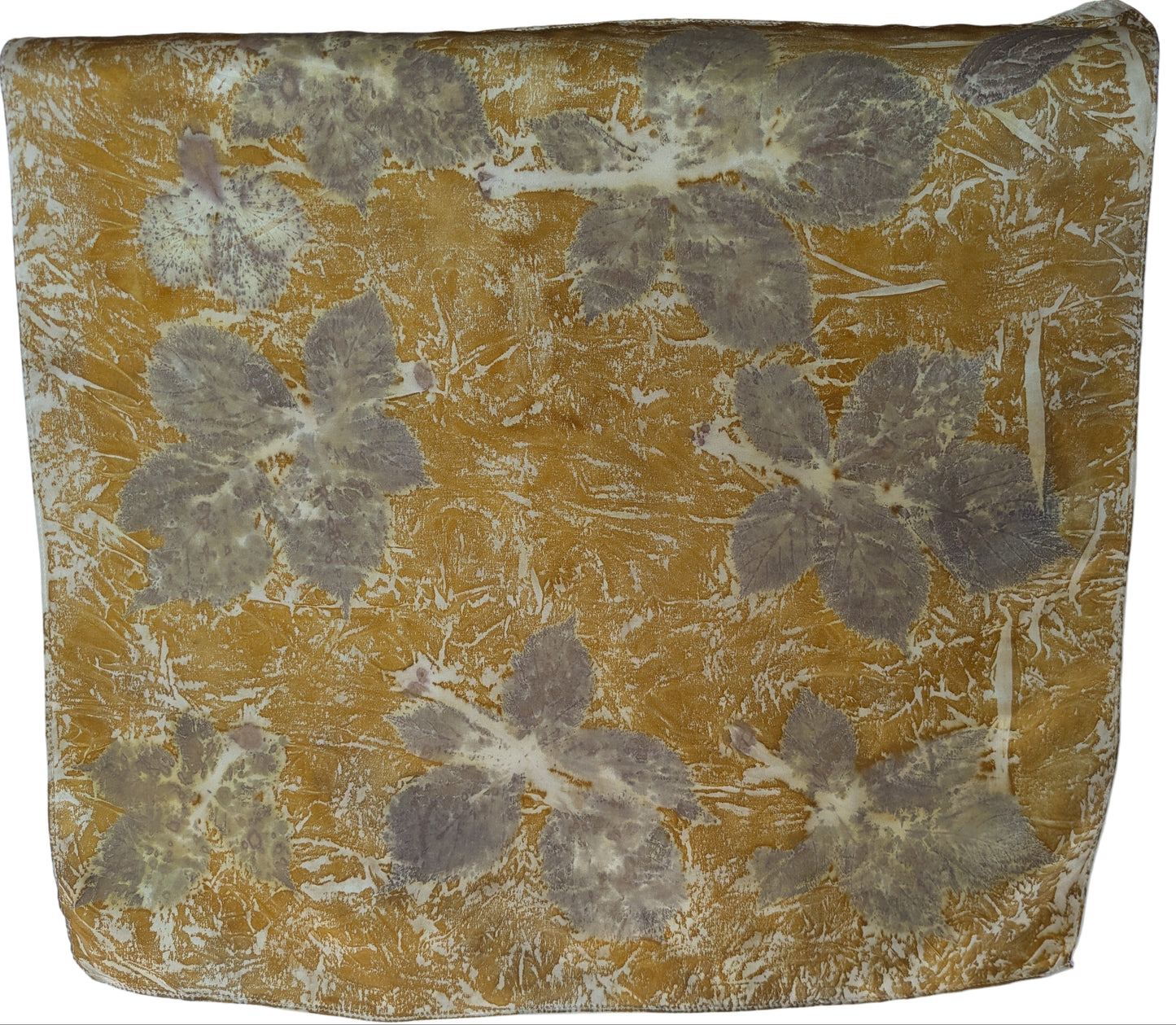 Blackberry leaves eco-printed natural silk scarf