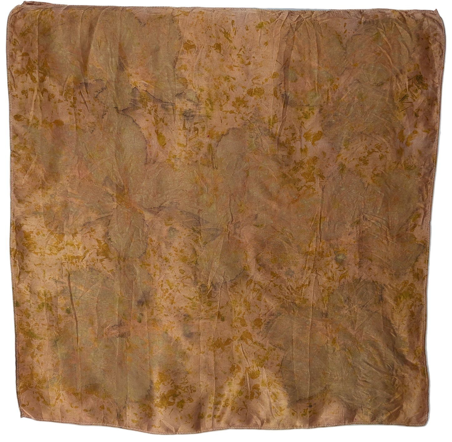 Eco-Dyed Madder Silk Scarf with Leaf Prints