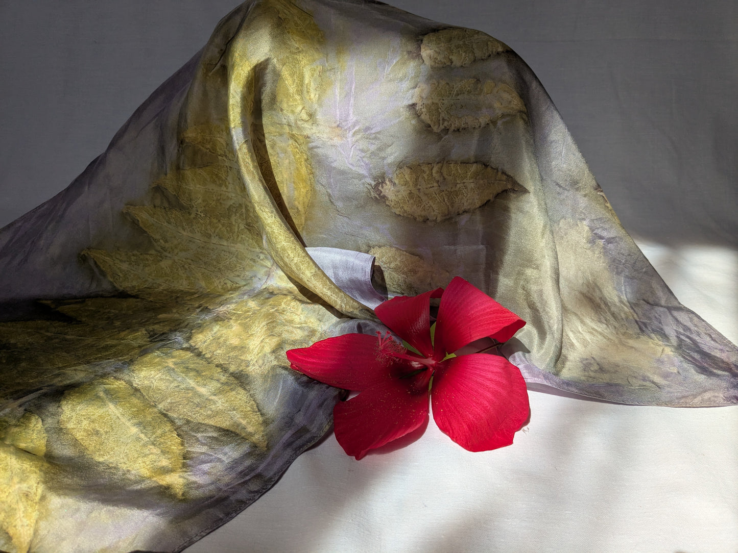 Logwood dyed natural silk scarf