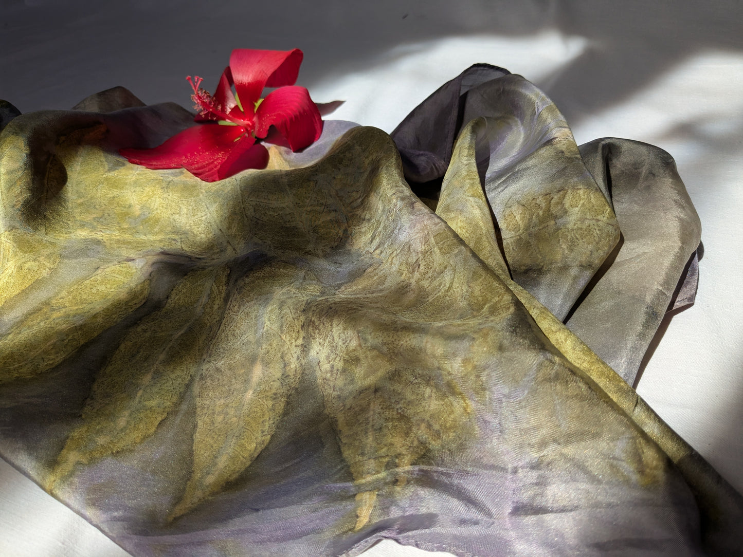 Logwood dyed natural silk scarf