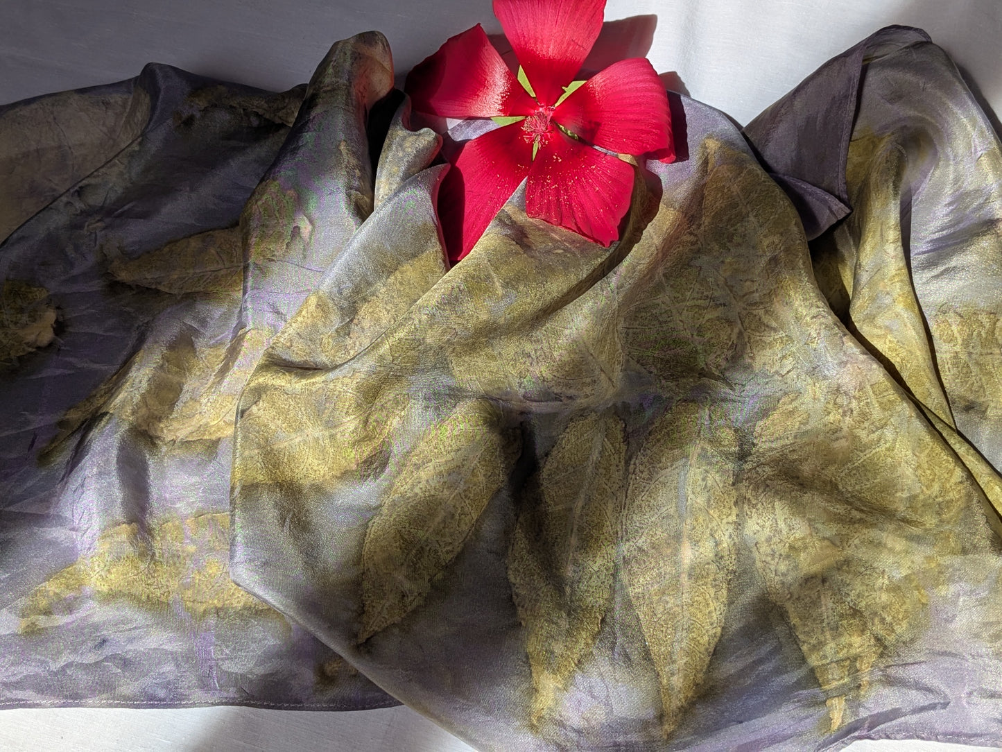 Logwood dyed natural silk scarf