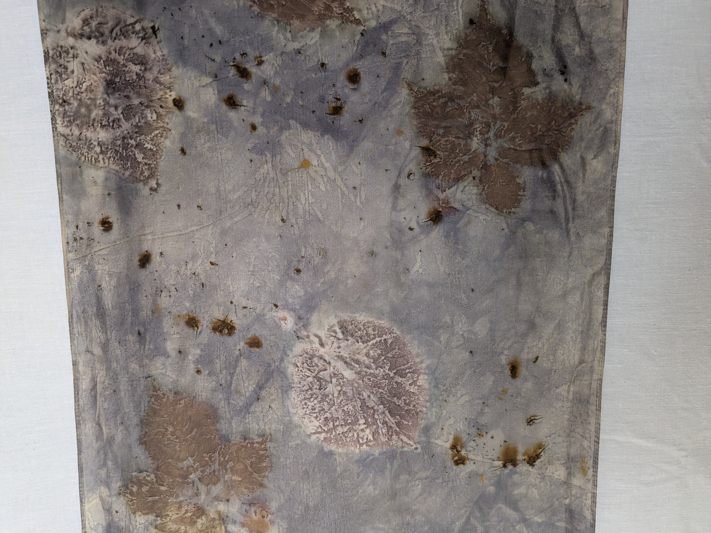 Logwood dyed purple natural silk scarf