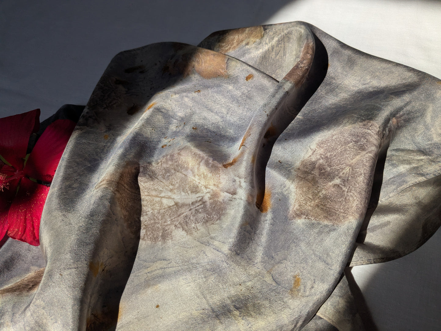 Logwood dyed purple natural silk scarf