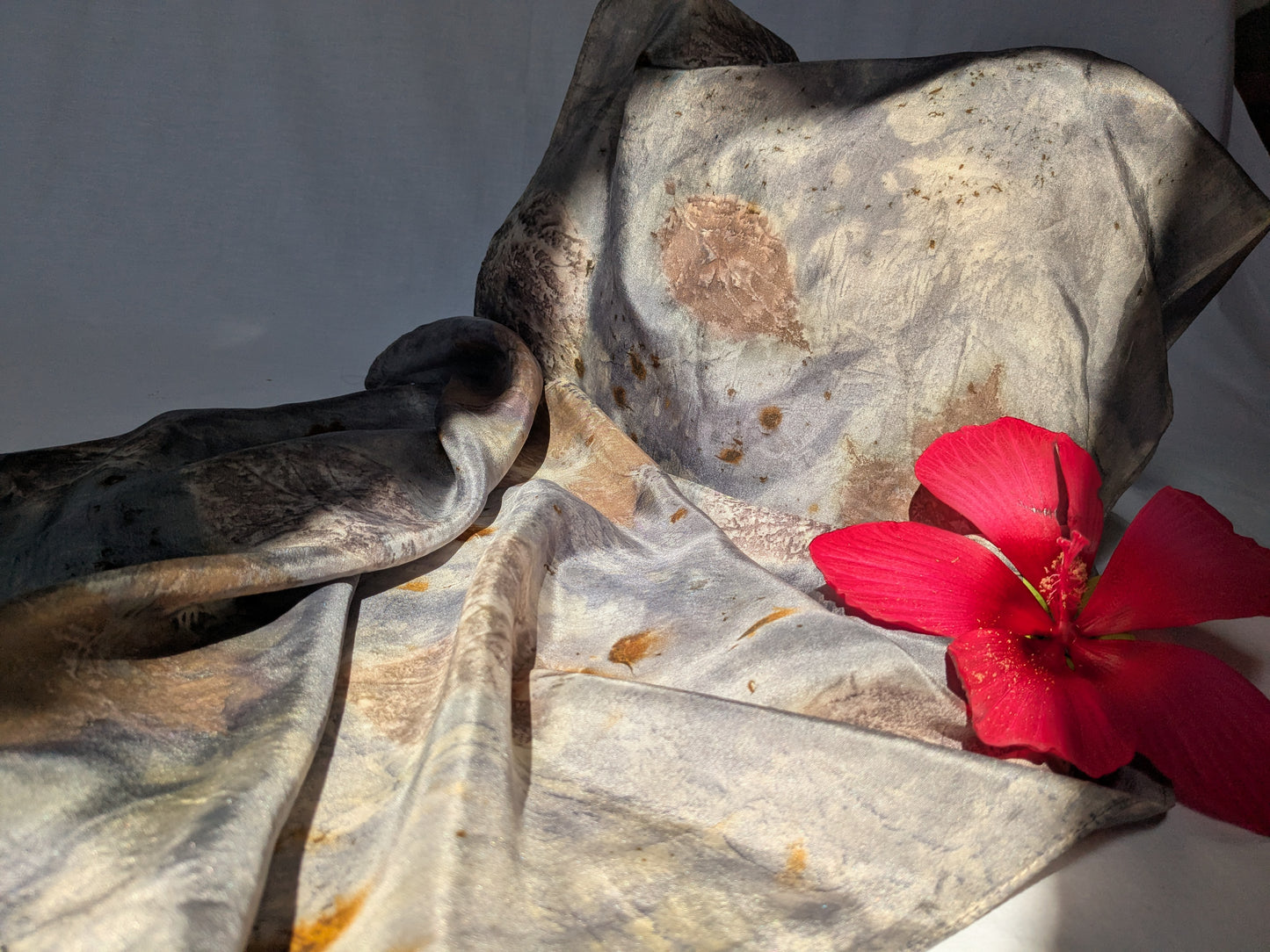 Logwood dyed purple natural silk scarf