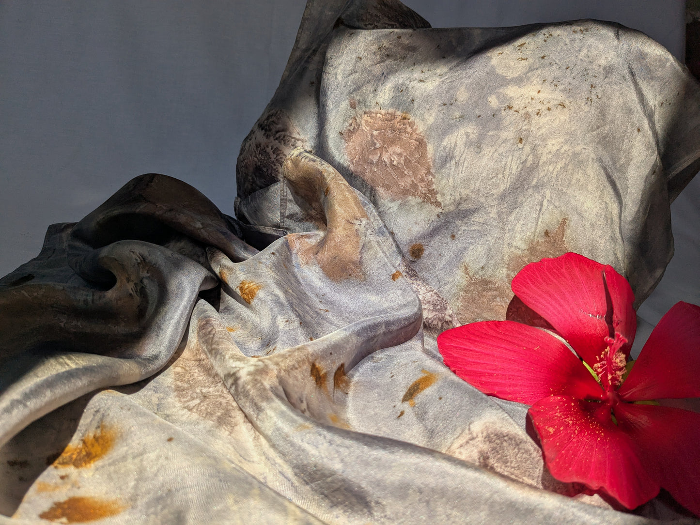 Logwood dyed purple natural silk scarf