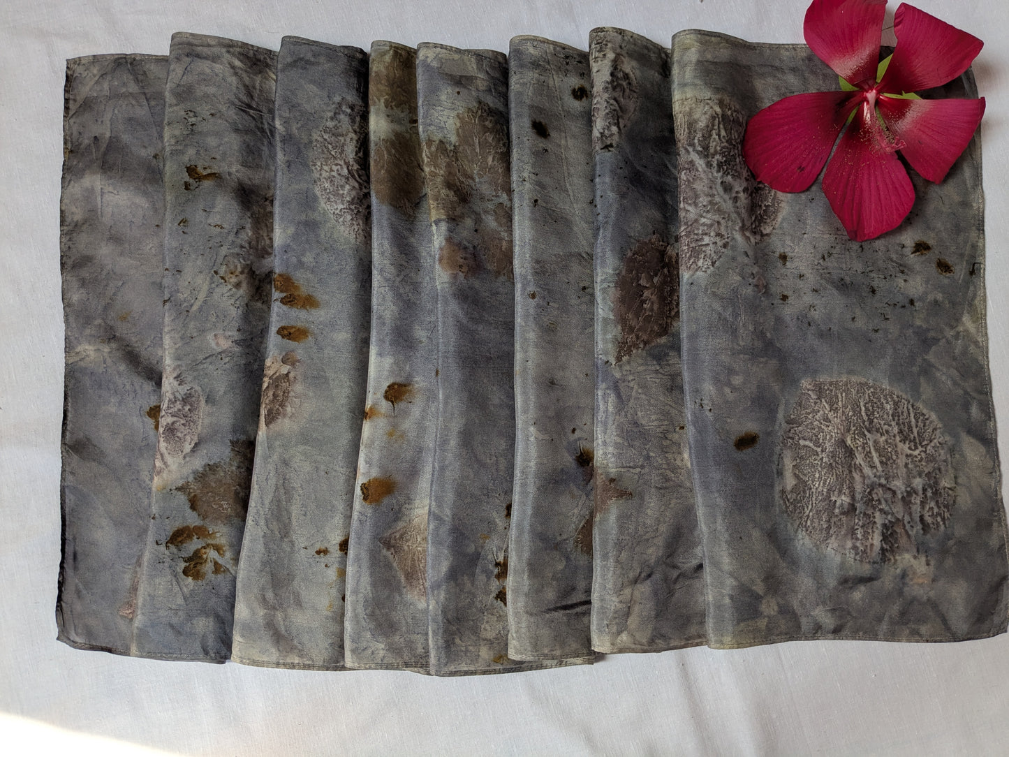 Logwood dyed purple natural silk scarf