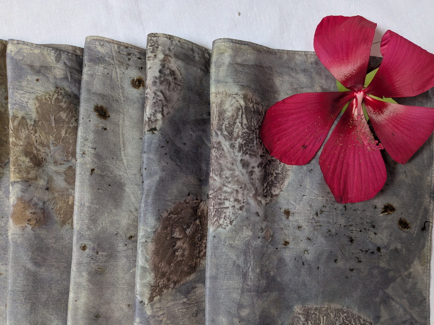 Logwood dyed purple natural silk scarf