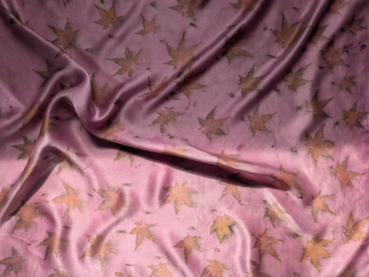 Maple leaves eco print natural silk scarf