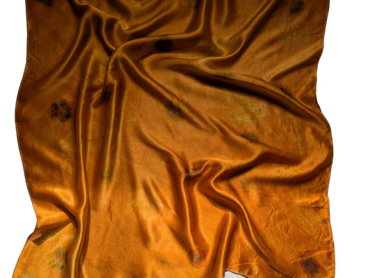 Coreopsis-Dyed & Eco-Printed Silk Scarf