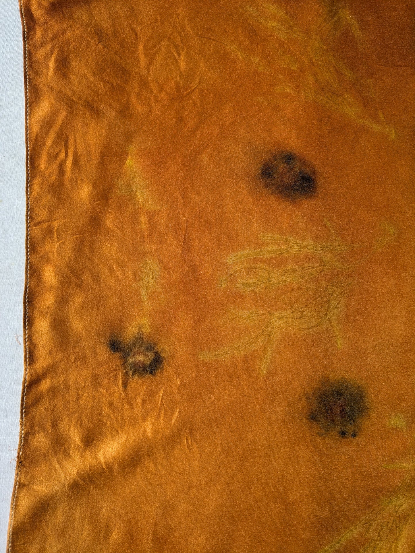 Coreopsis-Dyed & Eco-Printed Silk Scarf