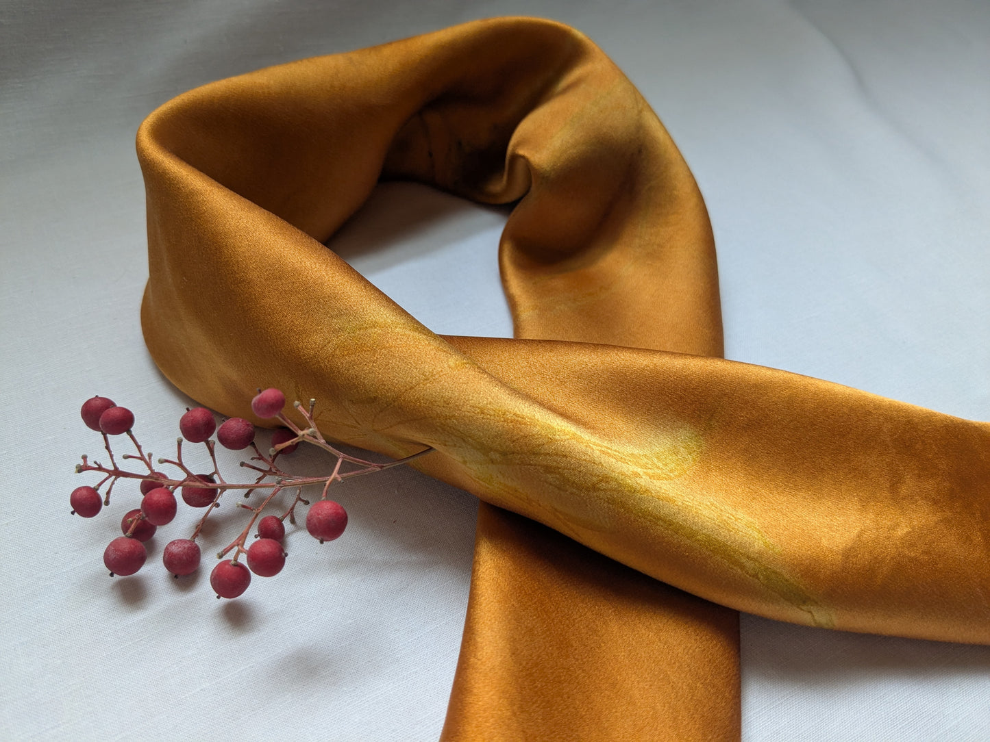 Coreopsis-Dyed & Eco-Printed Silk Scarf