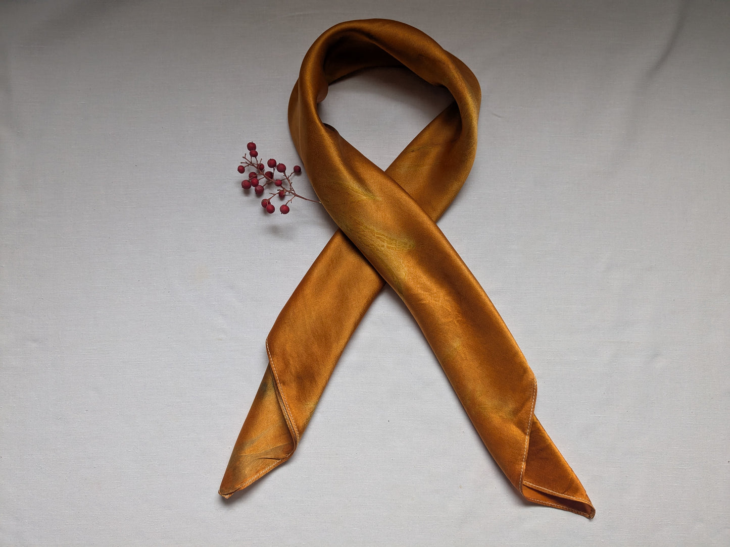 Coreopsis-Dyed & Eco-Printed Silk Scarf