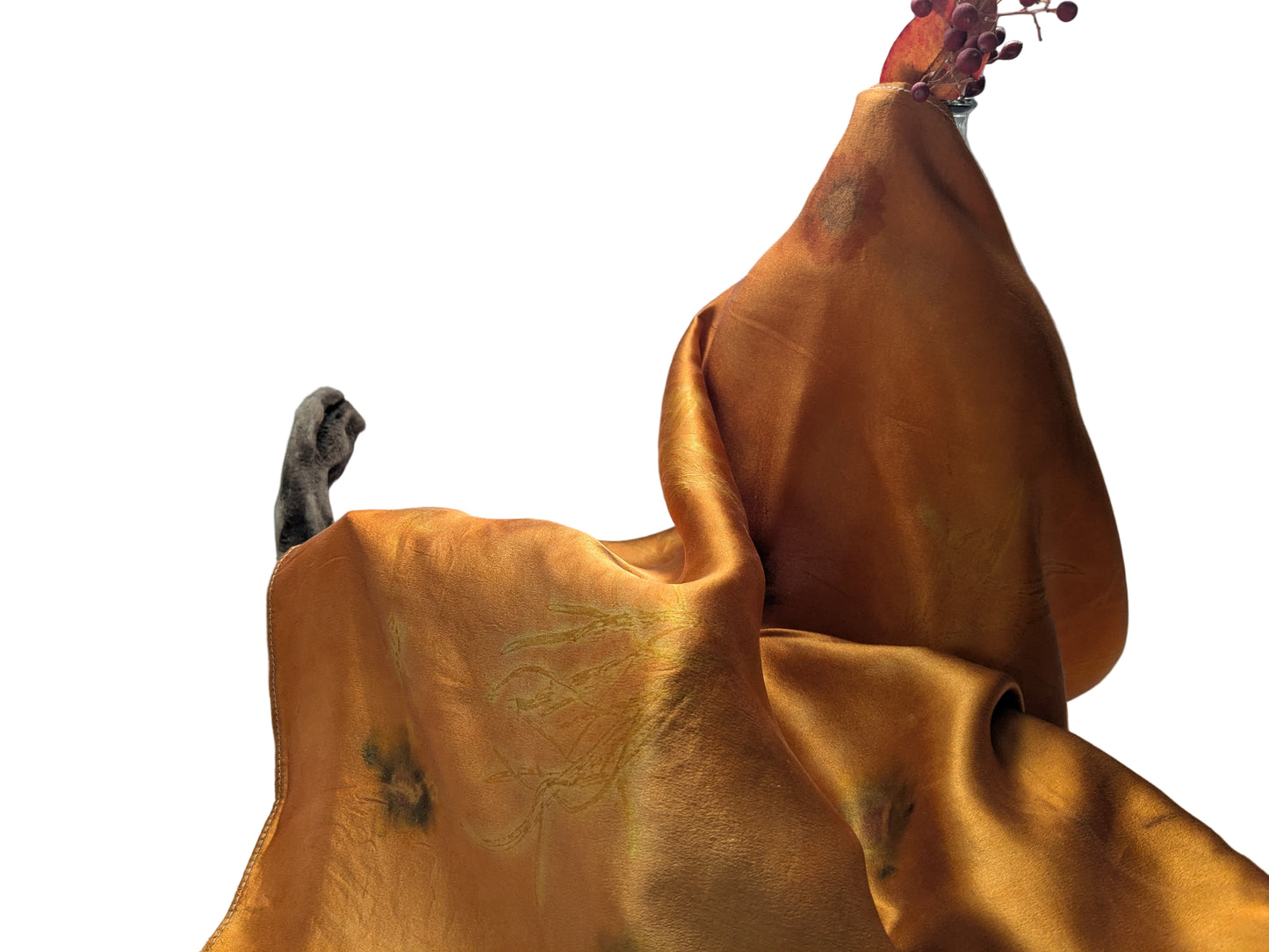 Coreopsis-Dyed & Eco-Printed Silk Scarf