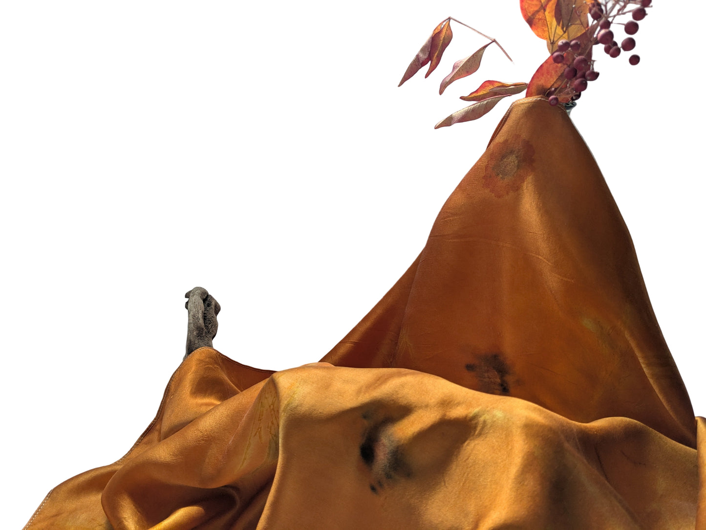 Coreopsis-Dyed & Eco-Printed Silk Scarf