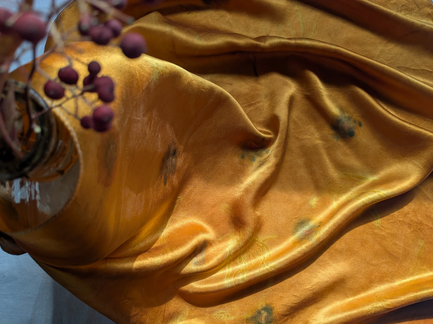 Coreopsis-Dyed & Eco-Printed Silk Scarf